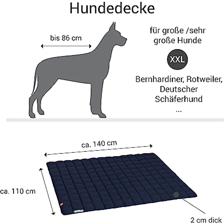 Doctor Bark Hundedecke XXL – weiche, robuste Liegedecke für sehr große Hunde, waschbar bis 95°C, 140x110 cm, Goldbraun-Königsblau – Bild 4