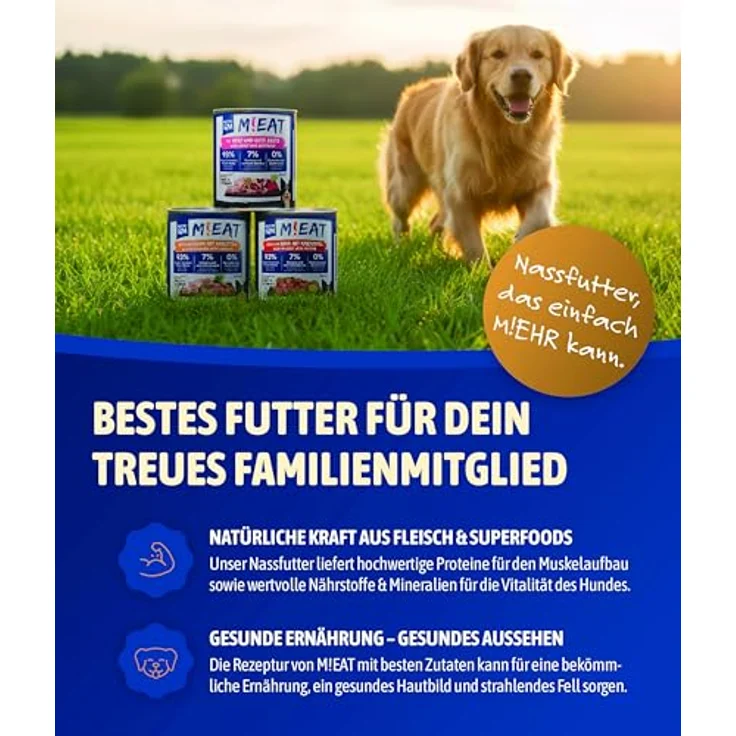 NutriQM M!EAT® Hundefutter Nass Adult Herz & Beete [6x800g], 93 % Fleisch, getreidefrei & ohne Zusatzstoffe, hochwertige Hundeernährung im Vorratspack – Bild 4