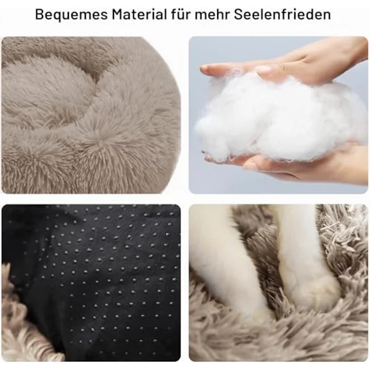 Nisrada Hundebett rund, 80cm, waschbar, weich, rutschfester Boden für kleine und mittelgroße Hunde, Katzen und Welpen – Bild 2