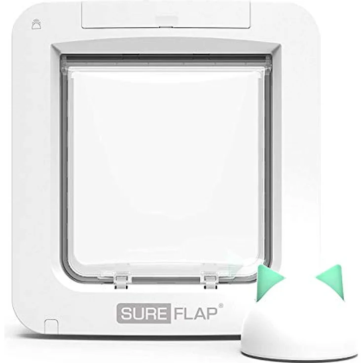 SureFlap Mikrochip Haustierklappe Connect, 4-Wege-Haustierklappe mit Hub, steuerbar via App, weiß – Bild 1