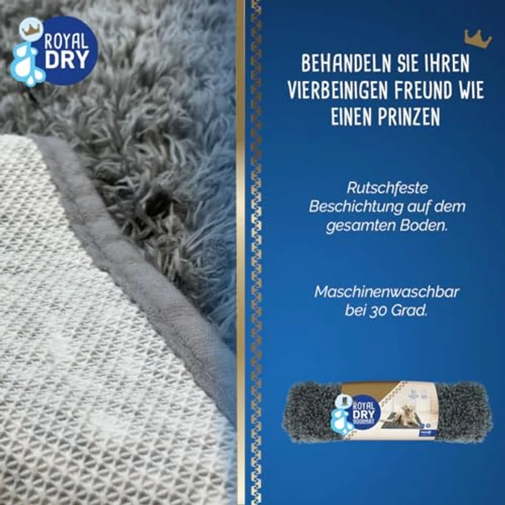 Royal Dry Anti-Flecken-Matte für Hunde, saugfähige Mikrofaser-Chenille, 91 x 152 cm, rutschfest, antibakteriell – Bild 5