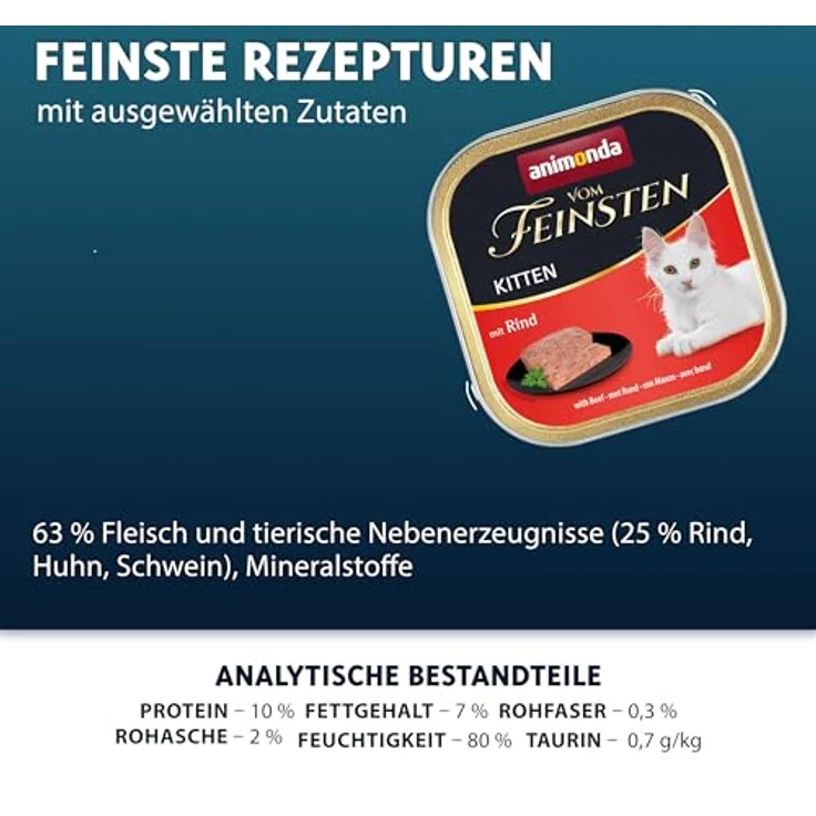 animonda vom Feinsten Kitten mit Rind, Katzen-Nassfutter ohne Farbstoffe, 32x100g – Bild 3
