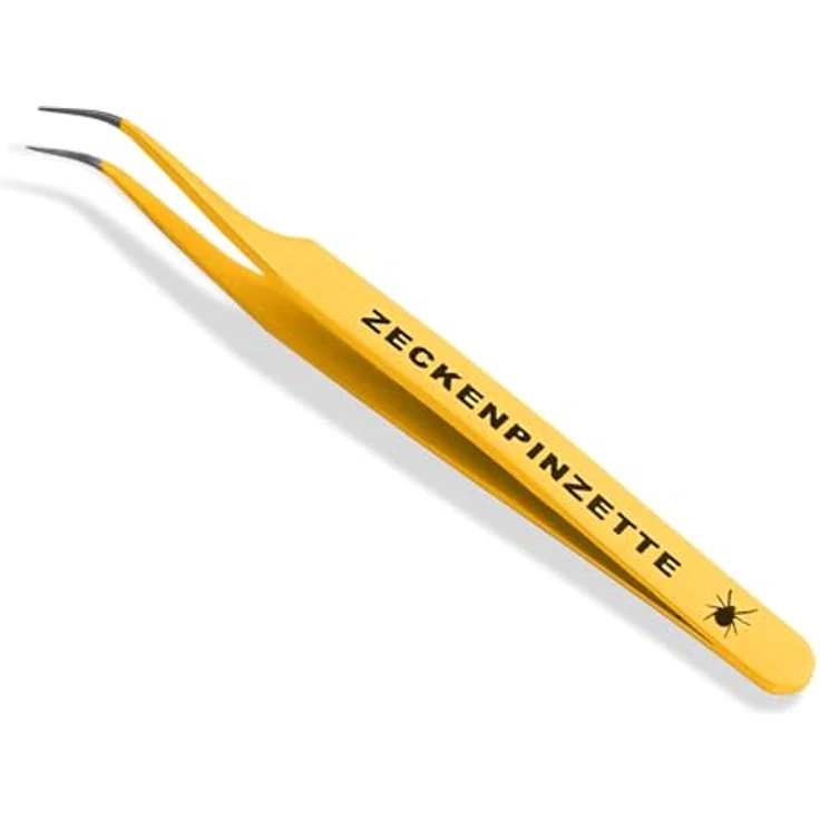 InstrumenteNrw Zeckenpinzette, 11,5 cm, Edelstahl rostfrei, gelb, für die sichere Zeckenentfernung bei Hunden und Katzen – Bild 1