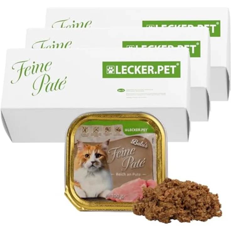Lyra Pet Balu's Feine Paté, Nassfutter für Katzen, 51 x 100 g, reich an Pute, getreidefrei & glutenfrei, hoch in Proteinen & Mineralien, für alle Katzenrassen