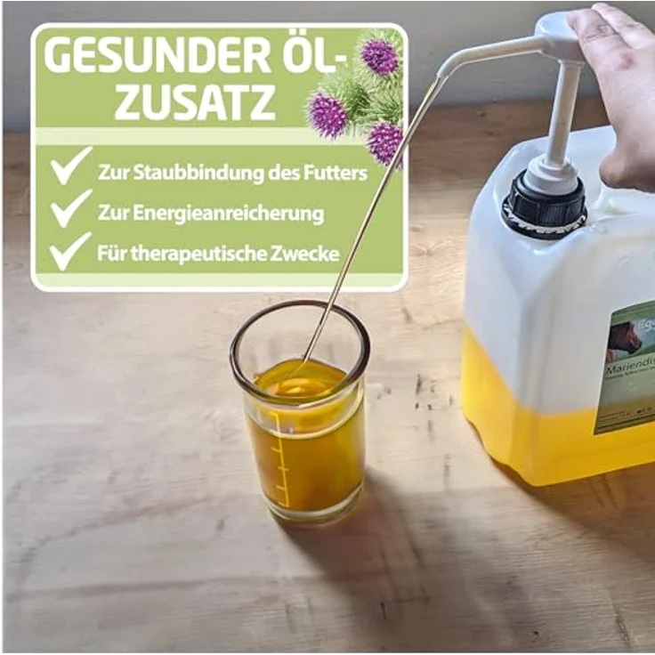 Eggersmann Mein Pferdefutter Mariendistel-Öl 4,5 l - Kaltgepresstes Mariendistelöl für Pferde, unterstützt Fellwechsel & Immunsystem, Einzelfuttermittel mit Vitaminen & Mineralstoffen – Bild 3