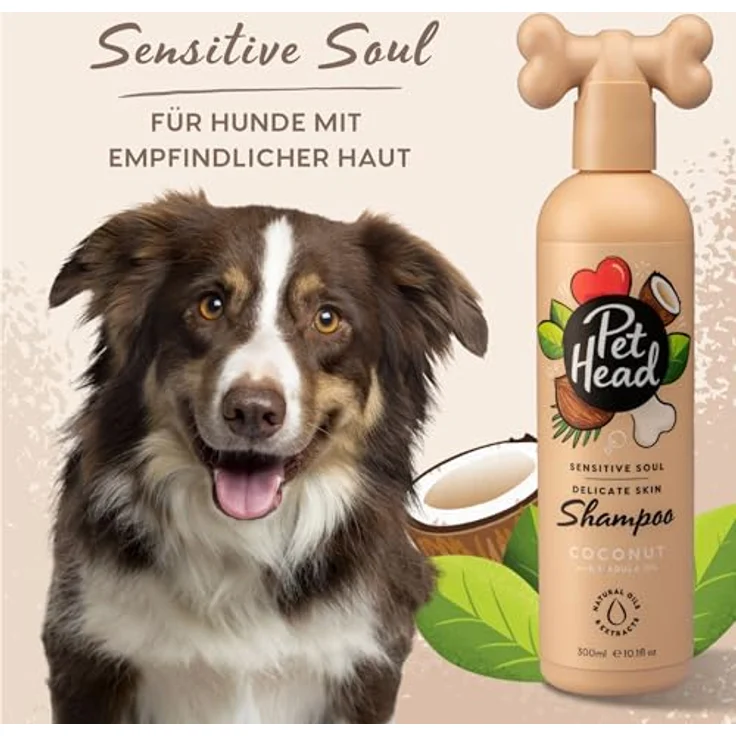Pet Head Sensitive Soul Hundeshampoo, pH-neutrale Pflege für empfindliche Haut, Kokosnussduft, vegan, 300ml – Bild 3