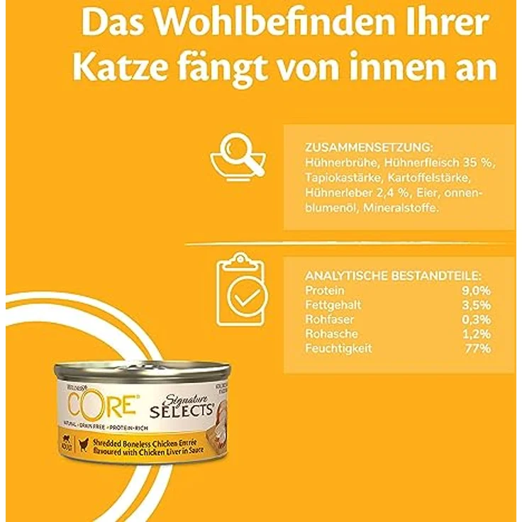 Wellness CORE Signature Selects, Shredded Selection Mix, 8 x 79 g, Premium Nassfutter für ausgewachsene Katzen in Sauce, getreidefrei, ohne Zuckerzusatz, hoher Fleischanteil – Bild 5
