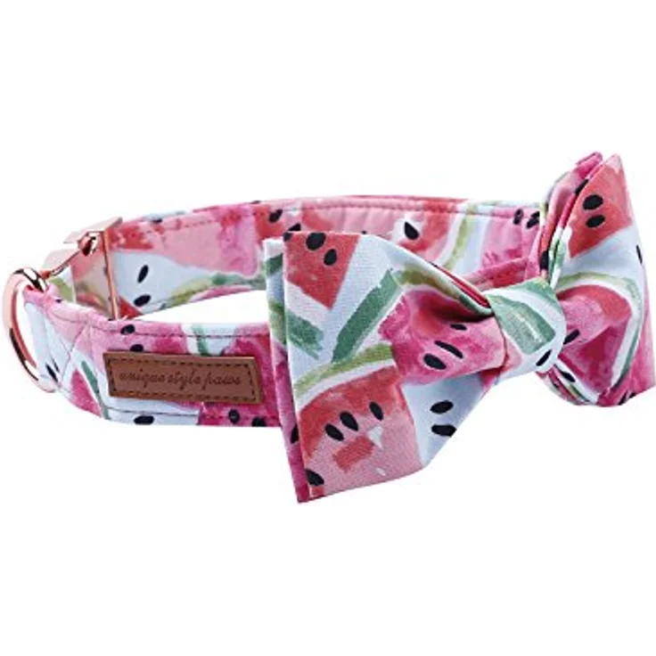 Unique Style Paws Hundehalsband mit Fliege, verstellbar für Hunde und Katzen, 40,64 cm - 60 cm, hochwertiger Baumwollstoff, eleganter D-Ring – Bild 2