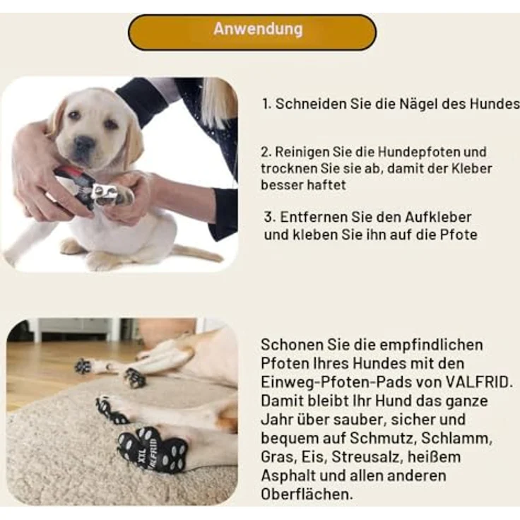 VALFRID Anti-Rutsch Pfotenschutz für Hunde, 24 Stück selbstklebende Silikon-Gel Socken für rutschfeste Traktion, XL – Bild 4