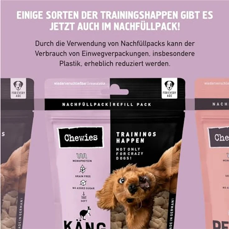 Chewies Trainings-Happen Monoprotein-Snack 300g Känguru, getreidefreier Belohnungssnack für ernährungssensible Hunde, soft und ideal für Training – Bild 8