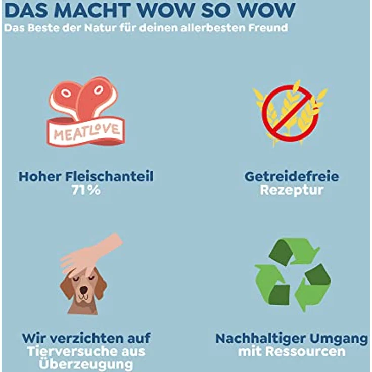 WOW Nassfutter Adult Multipack, Premium Hundefutter mit 71% frischem Fleisch, 150g (2x Lachs, Pute, Wild, Lamm & 3x Rind), getreide- und glutenfrei, 100% made in Austria – Bild 2