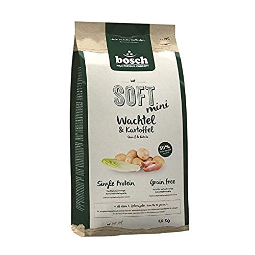 bosch HPC SOFT Mini Wachtel & Kartoffel, halbfeuchtes Hundefutter für kleine Rassen, Single Protein, grain-free, 1 x 1 kg