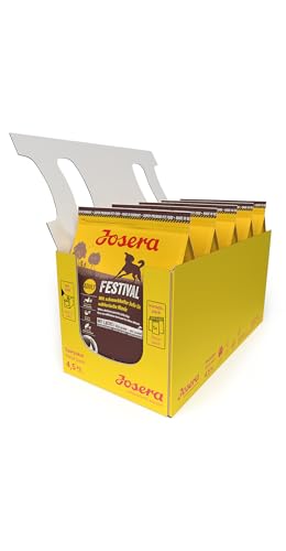 JOSERA Festival, Premium Trockenfutter für wählerische Hunde, Lachs & Geflügel, weizenfrei, 5 x 900 g im Soßenmantel, glutenfreie Rezeptur, made in Germany