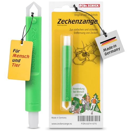 Dr. Schick Zeckenzange, Zeckengreifer mit smartem Druckknopf für Mensch und Tier, zuverlässiger Ze Schutz zur sicheren Entfernung von Zecken