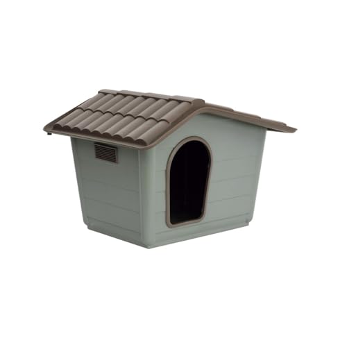 Nayeco MP Bergamo 02301 Eco Gartenhaus und Unterschlupf aus 100% recyceltem Plastik für Katzen, Kaninchen und kleine Hunde, 41 x 31 x 39 cm, grün