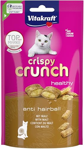 Vitakraft Katzensnack Crispy Crunch mit Malz, 4x60g, für gesunde Haarballen-Vorbeugung