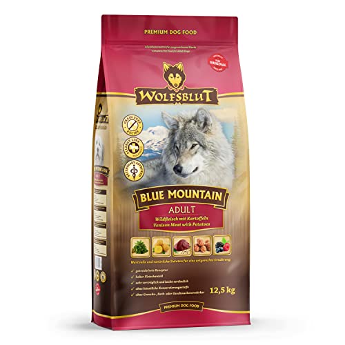 WOLFSBLUT Blue Mountain Adult Trockenfutter, 12,5 kg, getreidefrei mit Wild und Superfoods für ausgewachsene Hunde