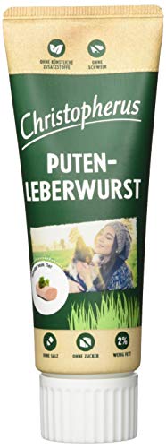 Christopherus Puten-Leberwurst für Hunde, 75 g, 4% Fett, ohne Zucker und Salz, ohne künstliche Zusatzstoffe
