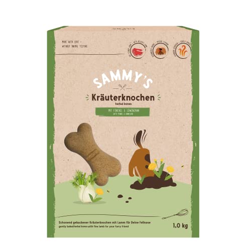 Bosch Sammy´s Kräuterknochen 1kg, Schonend gebacken mit feinem Lamm für sensible Hunde