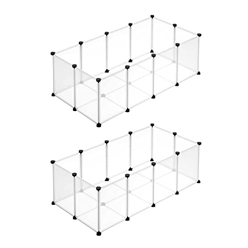 SONGMICS Freigehege LPC001W02, 2er Set aus Kunststoff mit Bodenplatten, 125 x 63 x 42 cm, transparentes und anpassbares Gehege für Meerschweinchen, Kaninchen, Hamster und Igel, weiß