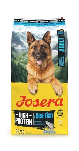 Josera High Protein Adult Seefisch, 12,5 kg Hunde-Trockenfutter mit hohem Proteinanteil + Trixie Gummiball mit Schnur (Ø 6 cm, 30 cm lang) gratis!