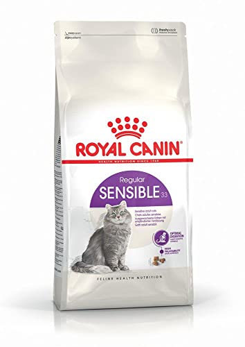 Royal Canin Sensible 33, Katzenfutter für empfindliche Verdauung, 4 kg, schmackhaft mit drei Krokettentypen