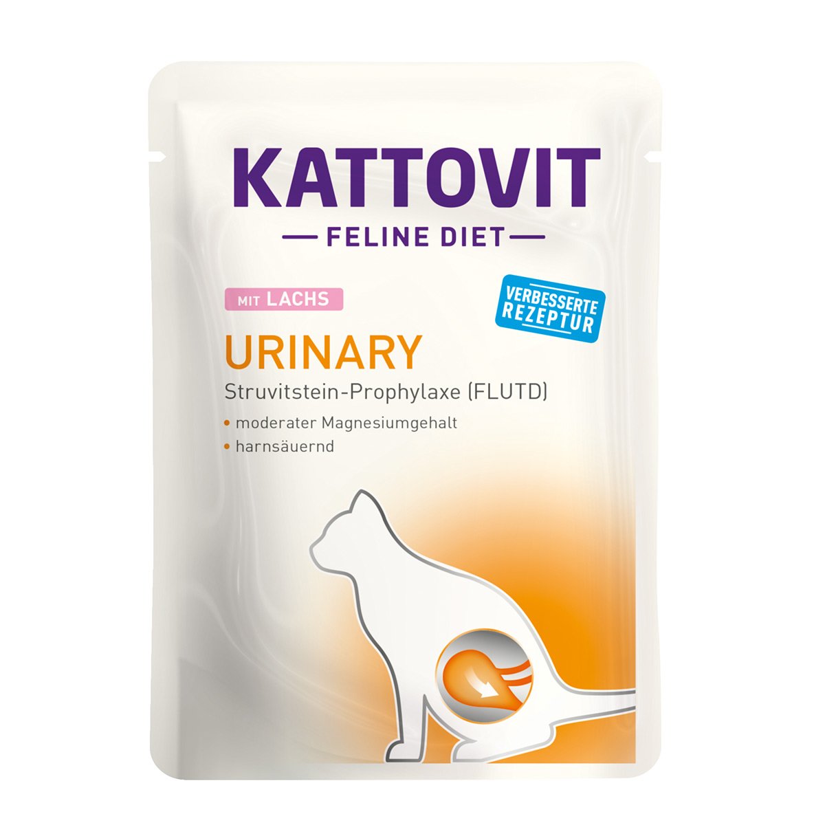 Kattovit Feline Diet Urinary Lachs, Nassfutter für Katzen mit Struvitstein-Prophylaxe, 24x85g