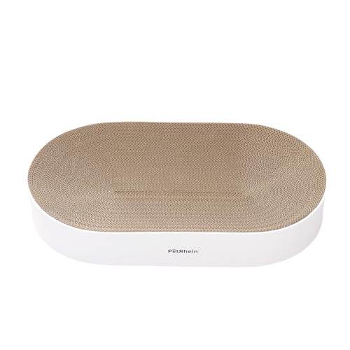 PetRhein Kratzbrett, hochwertige Wellpappe Kratzmatte für Katzen, wasser- und feuchtigkeitsdicht, 63 x 35 x 10 cm, braun