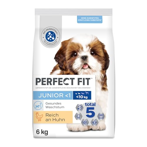 Perfect Fit Junior <1 Trockenfutter für kleine Hunde (<10kg) unter 1 Jahr, 6kg – Premium Hundefutter mit Hühnergeschmack zur Unterstützung gesunden Wachstums