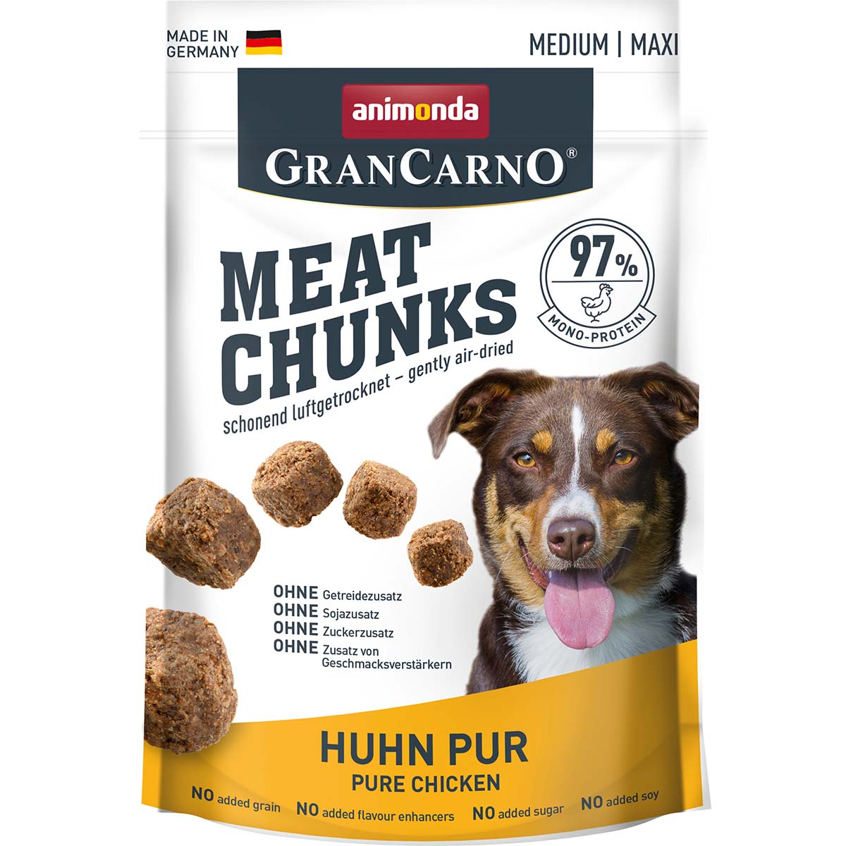 animonda GranCarno Meat Chunks Adult, Huhn pur, fleischige Hundesnacks ohne Getreide, 80g