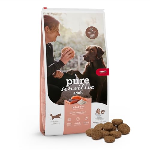MERA Pure Sensitive Lachs & Reis, Trockenfutter für sensible Hunde, ohne Weizen und Zucker, 4 kg