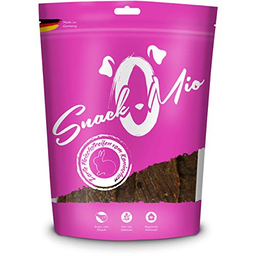 SnackOMio – Premium Hundesnack – zarte Fleischstreifen vom Kaninchen, 100 % getreidefrei, 1 x 125g