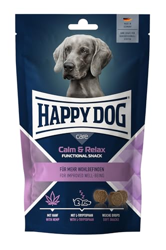 Happy Dog Care Snack Calm & Relax, funktioneller Hundesnack mit Hanf und Tryptophan, 100g