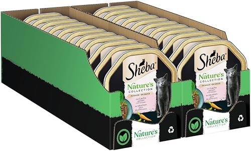 Sheba Nature’s Collection, Nassfutter für Katzen in Sauce mit Lachs, getreidefrei, 2 x 11 x 85g