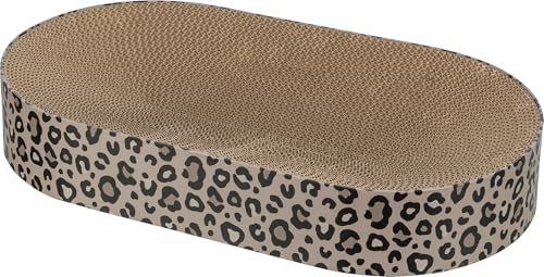 Trixie Kratzbrett Leo, Katzenkratzmatte aus Pappe mit Katzenminze, braun, 63 × 10 × 35 cm