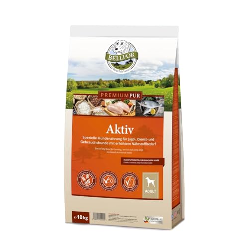 Bellfor Premium PUR Aktiv Hundefutter, glutenfrei für Sport- und Arbeitshunde, 42% Fleischanteil, 10 kg