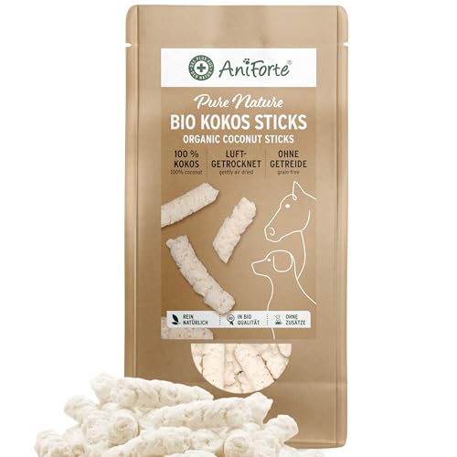 AniForte Bio Kokos-Sticks, 500g Zahnpflege Hundesnack, kaltgepresst, 100% kokos, getreidefrei, vegan, natürliche Belohnung für Hunde und Pferde
