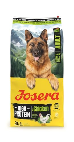 Josera High Protein Adult Chicken, glutenfreies Hundefutter für energiebedürftige Rassen, 12,5 kg