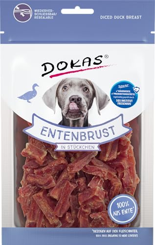 Dokas Entenbrust in Stückchen, Hundesnack ideal für Training, 1er Pack (70 g)