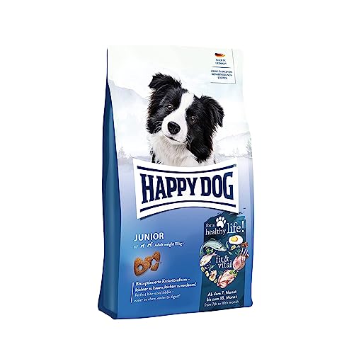 Happy Dog Supreme fit & vital Junior, 10 kg Hunde-Trockenfutter mit 5 wertvollen Proteinen, weizenfrei, unterstützt Gelenke