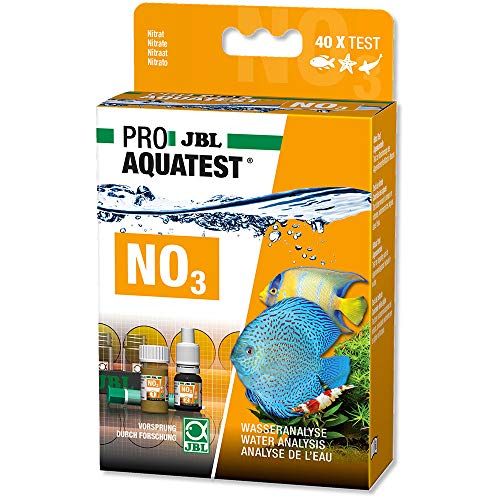 JBL ProAquaTest NO3 Wassertest-Set für Süß- und Meerwasseraquarien und Teiche, inklusive Reagenzien und Glasküvetten, für ca. 40 Tests