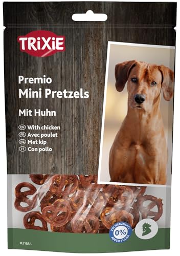 TRIXIE Hundeleckerli Mini Pretzels, herzhaftes Hähnchenfleisch Snack ohne Zuckerzusatz, 100 g