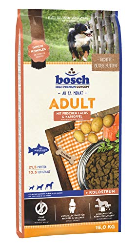 Bosch High Premium Concept Adult Hundefutter mit 14% frischem Lachs & Kartoffel, 15 kg - Hochwertiges Eiweiß, ohne Weizen, für ernährungssensible Hunde