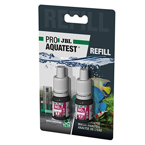 JBL ProAquaTest NO2, Wassertest-Nachfüller für Süß-/Meerwasser-Aquarien und Teiche, 2 Stück (1er Pack), inklusive wiederverschließbare Reagenzien für ca. 50 Tests