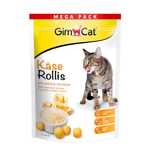 GimCat Käse Rollis, Getreidefreier Katzensnack mit echtem Hartkäse und Vitaminen, 425 g Beutel
