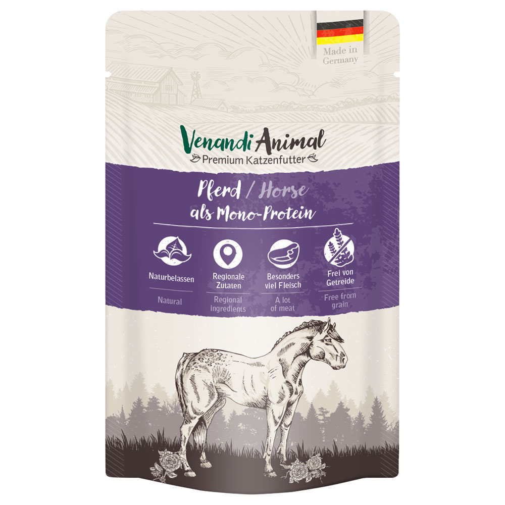 Venandi Animal Monoprotein 12 x 125 g, Katzen-Nassfutter mit hohem Fleischanteil, für sensible Katzen, getreidefrei, ohne Zuckerzusatz