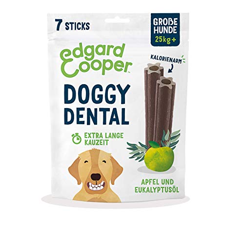 Edgard & Cooper Doggy Dental Sticks, Apfel/Eukalyptus, luftgetrocknet für zahngesunde Kauzeit, Größe L, 240g