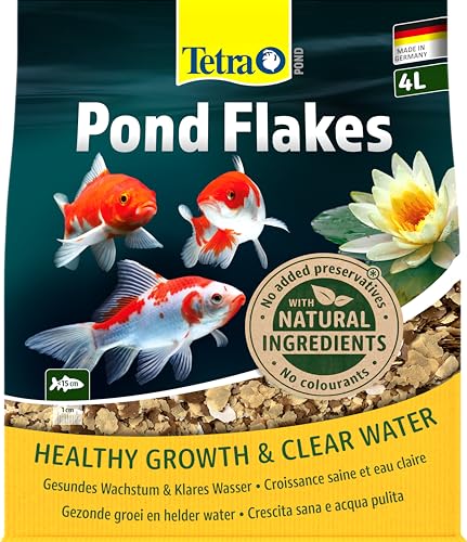 Tetra Pond Flakes 4 l, biologisch ausgewogenes Fischfutter für Teichfische, fördert Wachstum und Wasserqualität