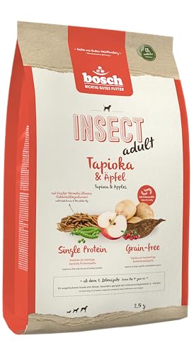 Bosch HPC Insect Adult, Hunde-Trockenfutter mit Tapioka und Äpfeln, 2,5kg, glutenfrei und für Allergiker geeignet