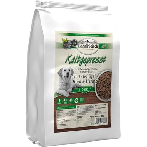 Landfleisch Dog Natur, Kaltgepresstes Hunde-Trockenfutter, Getreidefrei, 5 kg